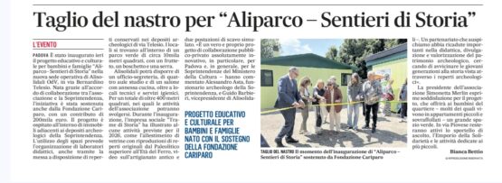 IL GAZZETTINO 23/05/2026 “Taglio del nastro per Aliparco -Sentieri di Stor