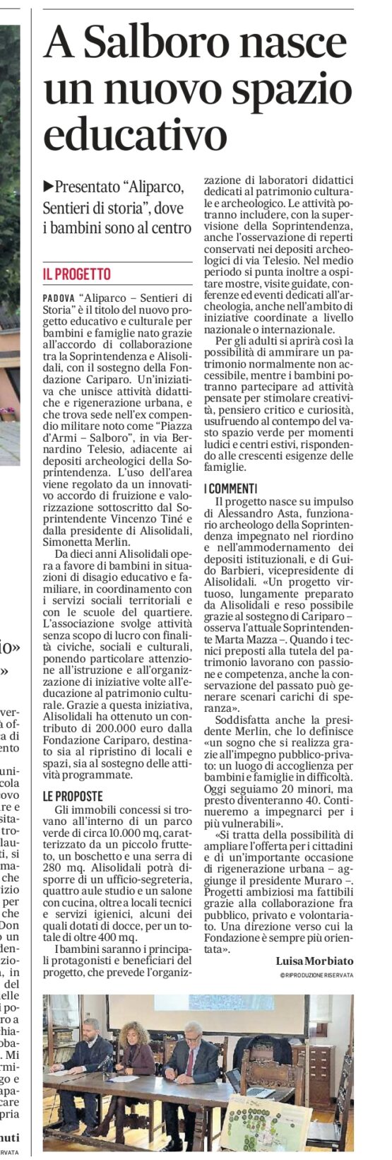 IL GAZZETTINO 19/11/2025 “A Salboro nasce un nuovo spazio educativo”